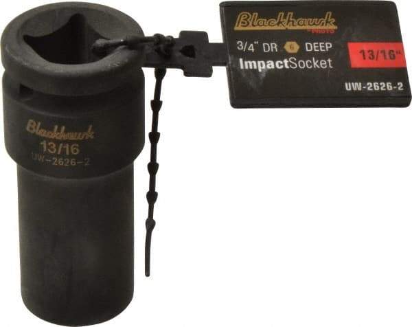 Blackhawk by Proto - 3/4" Drive 13/16" Deep Impact Socket - 6 Points, 3-1/4" OAL - USA Tool & Supply