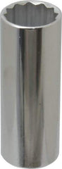 Proto - 1/2" Drive, Deep Hand Socket - 12 Points, 3-1/4" OAL, Chrome Finish - USA Tool & Supply