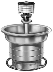 Bradley - Semi-Circular, Foot-Controlled, External Drain, 36" Diam, 3 Person Capacity, Stainless Steel, Wash Fountain - 1.25 GPM, 9" Bowl Depth, 28" High, 304 Material Grade - USA Tool & Supply