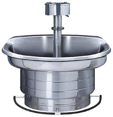 Bradley - Semi-Circular, Foot-Controlled, Internal Drain, 54" Diam, 4 Person Capacity, Stainless Steel, Wash Fountain - 3 GPM, 9" Bowl Depth, 28" High, 304 Material Grade - USA Tool & Supply