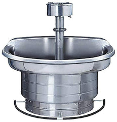 Bradley - Semi-Circular, Foot-Controlled, Internal Drain, 36" Diam, 3 Person Capacity, Stainless Steel, Wash Fountain - 1.25 GPM, 9" Bowl Depth, 28" High, 304 Material Grade - USA Tool & Supply