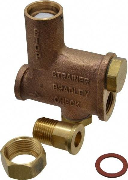 Bradley - Wash Fountain Combination Stop Strainer & Check Valve - For Use with Bradley Foot-Controlled Wash Fountains - USA Tool & Supply