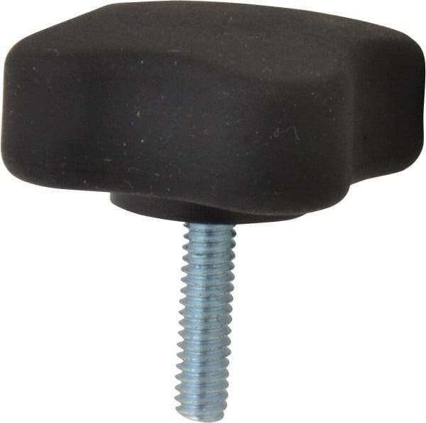 Gibraltar - 1.99" Head Diam, 4 Point Lobed Knob - 1/4-20 Stem, Thermoplastic Elastomer, Black - USA Tool & Supply