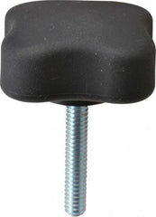 Gibraltar - 1.99" Head Diam, 4 Point Lobed Knob - 1/4-20 Stem, Thermoplastic Elastomer, Black - USA Tool & Supply