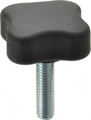 Gibraltar - 1.99" Head Diam, 4 Point Lobed Knob - 3/8-16 Stem, Thermoplastic Elastomer, Black - USA Tool & Supply