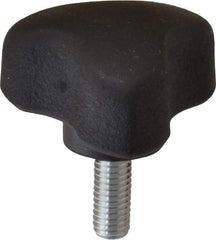 Gibraltar - 1.18" Head Diam, 3 Point Lobed Knob - 10-32 Stem, Thermoplastic Elastomer, Black - USA Tool & Supply