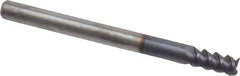 Accupro - 1/8", 1/4" LOC, 1/8" Shank Diam, 1-1/2" OAL, 3 Flute, Solid Carbide Square End Mill - Single End, AlTiN Finish, Spiral Flute, 60° Helix, Centercutting, Right Hand Cut, Right Hand Flute - USA Tool & Supply