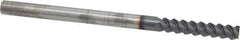 Accupro - 1/4", 1-1/4" LOC, 1/4" Shank Diam, 4" OAL, 3 Flute, Solid Carbide Square End Mill - Single End, AlTiN Finish, Spiral Flute, 60° Helix, Centercutting, Right Hand Cut, Right Hand Flute - USA Tool & Supply