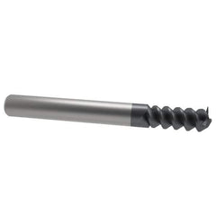 Accupro - 3/8", 1" LOC, 3/8" Shank Diam, 2-1/2" OAL, 3 Flute, Solid Carbide Square End Mill - Single End, AlTiN Finish, Spiral Flute, 60° Helix, Centercutting, Right Hand Cut, Right Hand Flute - USA Tool & Supply