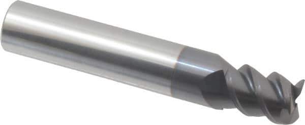 Accupro - 13/32", 9/16" LOC, 7/16" Shank Diam, 2-1/2" OAL, 3 Flute, Solid Carbide Square End Mill - Single End, AlTiN Finish, Spiral Flute, 60° Helix, Centercutting, Right Hand Cut, Right Hand Flute - USA Tool & Supply