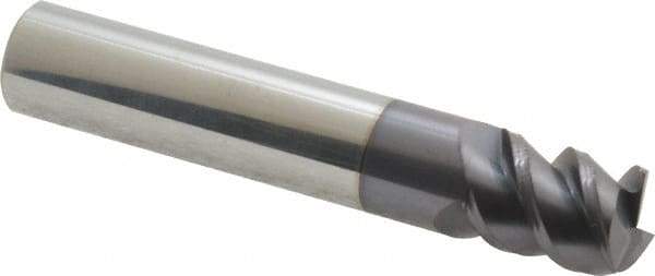 Accupro - 7/16", 9/16" LOC, 7/16" Shank Diam, 2-1/2" OAL, 3 Flute, Solid Carbide Square End Mill - Single End, AlTiN Finish, Spiral Flute, 60° Helix, Centercutting, Right Hand Cut, Right Hand Flute - USA Tool & Supply