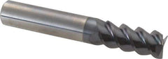 Accupro - 7/16", 1" LOC, 7/16" Shank Diam, 2-3/4" OAL, 3 Flute, Solid Carbide Square End Mill - Single End, AlTiN Finish, Spiral Flute, 60° Helix, Centercutting, Right Hand Cut, Right Hand Flute - USA Tool & Supply