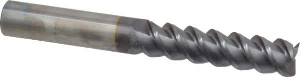 Accupro - 1/2", 2" LOC, 1/2" Shank Diam, 4" OAL, 3 Flute, Solid Carbide Square End Mill - Single End, AlTiN Finish, Spiral Flute, 60° Helix, Centercutting, Right Hand Cut, Right Hand Flute - USA Tool & Supply
