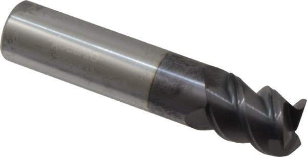 Accupro - 5/8", 3/4" LOC, 5/8" Shank Diam, 3" OAL, 3 Flute, Solid Carbide Square End Mill - Single End, AlTiN Finish, Spiral Flute, 60° Helix, Centercutting, Right Hand Cut, Right Hand Flute - USA Tool & Supply
