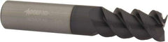Accupro - 5/8", 1-1/4" LOC, 5/8" Shank Diam, 3-1/2" OAL, 3 Flute, Solid Carbide Square End Mill - Single End, AlTiN Finish, Spiral Flute, 60° Helix, Centercutting, Right Hand Cut, Right Hand Flute - USA Tool & Supply
