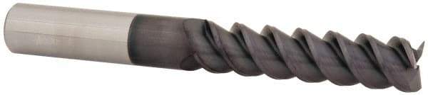 Accupro - 5/8", 2-1/2" LOC, 5/8" Shank Diam, 5" OAL, 3 Flute, Solid Carbide Square End Mill - Single End, AlTiN Finish, Spiral Flute, 60° Helix, Centercutting, Right Hand Cut, Right Hand Flute - USA Tool & Supply