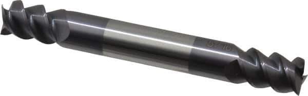 Accupro - 5/16", 7/16" LOC, 5/16" Shank Diam, 2-1/2" OAL, 3 Flute, Solid Carbide Square End Mill - Double End, AlTiN Finish, Spiral Flute, 60° Helix, Centercutting, Right Hand Cut, Right Hand Flute - USA Tool & Supply