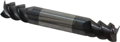 Accupro - 3/8", 1/2" LOC, 3/8" Shank Diam, 2-1/2" OAL, 3 Flute, Solid Carbide Square End Mill - Double End, AlTiN Finish, Spiral Flute, 60° Helix, Centercutting, Right Hand Cut, Right Hand Flute - USA Tool & Supply