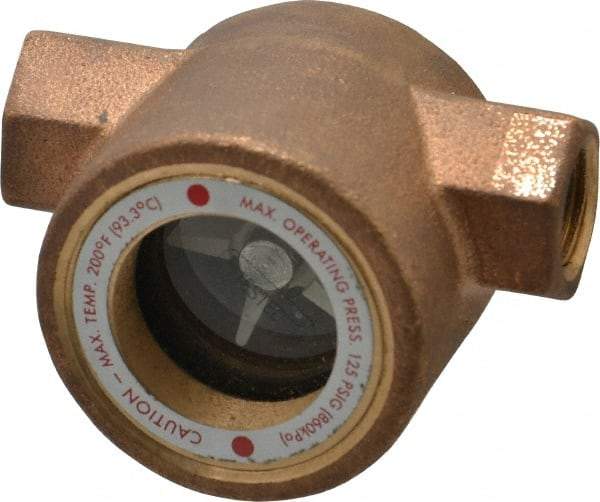 Dwyer - 3/8 Inch, Bronze Body Sight Flow Indicator - 125 Max psi, 3 Inch Overall Length, 200°F - USA Tool & Supply