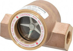 Dwyer - 1/2 Inch, Bronze Body Sight Flow Indicator - 125 Max psi, 4 Inch Overall Length, 200°F - USA Tool & Supply