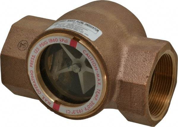 Dwyer - 2 Inch, Bronze Body Sight Flow Indicator - 125 Max psi, 5-11/16 Inch Overall Length, 200°F - USA Tool & Supply