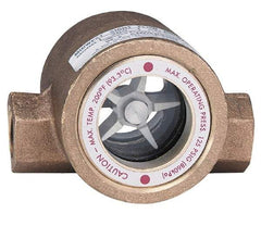 Dwyer - 1/4 Inch, Bronze Body Sight Flow Indicator - 125 Max psi, 3-1/16 Inch Overall Length, 200°F - USA Tool & Supply