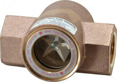 Dwyer - 1 Inch, Bronze Body Sight Flow Indicator - 125 Max psi, 4-3/8 Inch Overall Length, 200°F - USA Tool & Supply