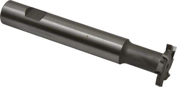 Made in USA - 1-1/4" Cut Diam, 3/16" Cut Width, 19/32" Neck Diam, 3/4" Shank Diam, 5-1/8" OAL, M42 Cobalt T-Slot Cutter - Uncoated, Staggered Teeth, 8 Teeth, Weldon Flat - USA Tool & Supply
