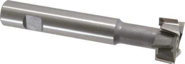 Made in USA - 1-1/4" Cut Diam, 5/8" Cut Width, 19/32" Neck Diam, 3/4" Shank Diam, 5-1/8" OAL, M42 Cobalt T-Slot Cutter - Uncoated, Staggered Teeth, 8 Teeth, Weldon Flat - USA Tool & Supply