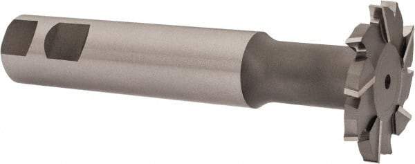 Made in USA - 2" Cut Diam, 1/4" Cut Width, 51/64" Neck Diam, 1" Shank Diam, 5-11/16" OAL, M42 Cobalt T-Slot Cutter - Uncoated, Staggered Teeth, 10 Teeth, Weldon Flat - USA Tool & Supply