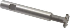 Made in USA - 1" Cut Diam, 3/16" Cut Width, 7/16" Neck Diam, 5/8" Shank Diam, 4-15/16" OAL, M2 High Speed Steel T-Slot Cutter - Uncoated, Staggered Teeth, 8 Teeth, Weldon Flat - USA Tool & Supply