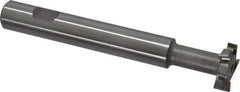 Made in USA - 1" Cut Diam, 1/4" Cut Width, 7/16" Neck Diam, 5/8" Shank Diam, 4-15/16" OAL, M2 High Speed Steel T-Slot Cutter - Uncoated, Staggered Teeth, 8 Teeth, Weldon Flat - USA Tool & Supply