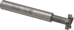 Made in USA - 1" Cut Diam, 5/16" Cut Width, 7/16" Neck Diam, 5/8" Shank Diam, 4-15/16" OAL, M2 High Speed Steel T-Slot Cutter - Uncoated, Staggered Teeth, 8 Teeth, Weldon Flat - USA Tool & Supply