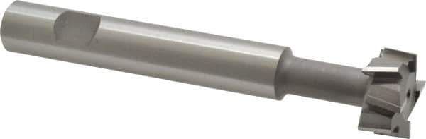 Made in USA - 1" Cut Diam, 1/2" Cut Width, 7/16" Neck Diam, 5/8" Shank Diam, 4-15/16" OAL, M2 High Speed Steel T-Slot Cutter - Uncoated, Staggered Teeth, 8 Teeth, Weldon Flat - USA Tool & Supply