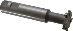 Made in USA - 1-1/2" Cut Diam, 1/4" Cut Width, 23/32" Neck Diam, 1" Shank Diam, 5-5/16" OAL, M2 High Speed Steel T-Slot Cutter - Uncoated, Staggered Teeth, 8 Teeth, Weldon Flat - USA Tool & Supply