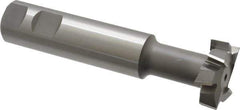 Made in USA - 1-1/2" Cut Diam, 1/2" Cut Width, 23/32" Neck Diam, 1" Shank Diam, 5-5/16" OAL, M2 High Speed Steel T-Slot Cutter - Uncoated, Staggered Teeth, 8 Teeth, Weldon Flat - USA Tool & Supply