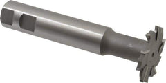 Made in USA - 2" Cut Diam, 3/16" Cut Width, 51/64" Neck Diam, 1" Shank Diam, 5-11/16" OAL, M2 High Speed Steel T-Slot Cutter - Uncoated, Staggered Teeth, 10 Teeth, Weldon Flat - USA Tool & Supply