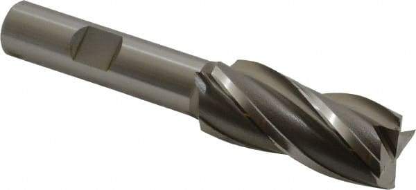 OSG - 23/32", 1-5/8" LOC, 1/2" Shank Diam, 3-5/8" OAL, 4 Flute, Vanadium High Speed Steel Square End Mill - Single End, Uncoated, Spiral Flute, 30° Helix, Centercutting, Right Hand Cut, Right Hand Flute, Series 574 - USA Tool & Supply