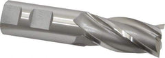 OSG - 1", 2" LOC, 1" Shank Diam, 4-1/2" OAL, 4 Flute, Vanadium High Speed Steel Square End Mill - Single End, Uncoated, Spiral Flute, 30° Helix, Centercutting, Right Hand Cut, Right Hand Flute, Series 574 - USA Tool & Supply