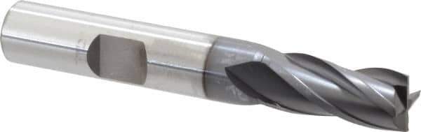 OSG - 11/32", 3/4" LOC, 3/8" Shank Diam, 2-1/2" OAL, 4 Flute, Vanadium High Speed Steel Square End Mill - Single End, TiCN Finish, Spiral Flute, 30° Helix, Centercutting, Right Hand Cut, Right Hand Flute, Series 574 - USA Tool & Supply