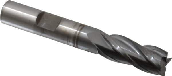 OSG - 13/32", 1" LOC, 3/8" Shank Diam, 2-11/16" OAL, 4 Flute, Vanadium High Speed Steel Square End Mill - Single End, TiCN Finish, Spiral Flute, 30° Helix, Centercutting, Right Hand Cut, Right Hand Flute, Series 574 - USA Tool & Supply
