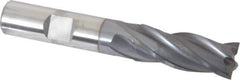 OSG - 17/32", 1-3/8" LOC, 1/2" Shank Diam, 3-3/8" OAL, 4 Flute, Vanadium High Speed Steel Square End Mill - Single End, TiCN Finish, Spiral Flute, 30° Helix, Centercutting, Right Hand Cut, Right Hand Flute, Series 574 - USA Tool & Supply