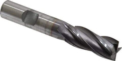 OSG - 9/16", 1-3/8" LOC, 1/2" Shank Diam, 3-3/8" OAL, 4 Flute, Vanadium High Speed Steel Square End Mill - Single End, TiCN Finish, Spiral Flute, 30° Helix, Centercutting, Right Hand Cut, Right Hand Flute, Series 574 - USA Tool & Supply