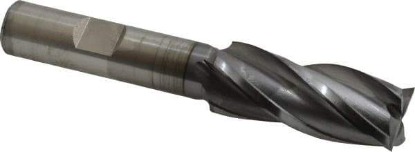 OSG - 21/32", 1-5/8" LOC, 1/2" Shank Diam, 3-5/8" OAL, 4 Flute, Vanadium High Speed Steel Square End Mill - Single End, TiCN Finish, Spiral Flute, 30° Helix, Centercutting, Right Hand Cut, Right Hand Flute, Series 574 - USA Tool & Supply