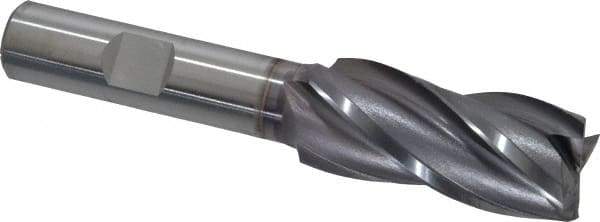 OSG - 23/32", 1-5/8" LOC, 1/2" Shank Diam, 3-5/8" OAL, 4 Flute, Vanadium High Speed Steel Square End Mill - Single End, TiCN Finish, Spiral Flute, 30° Helix, Centercutting, Right Hand Cut, Right Hand Flute, Series 574 - USA Tool & Supply