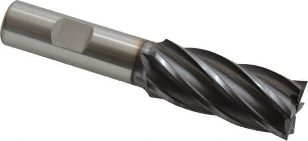 OSG - 13/16", 1-7/8" LOC, 5/8" Shank Diam, 4" OAL, 6 Flute, Vanadium High Speed Steel Square End Mill - Single End, TiCN Finish, Spiral Flute, 30° Helix, Centercutting, Right Hand Cut, Right Hand Flute, Series 574 - USA Tool & Supply