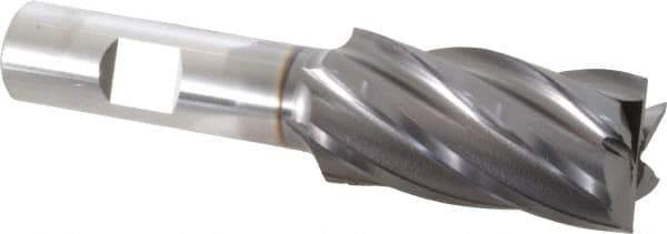 OSG - 15/16", 1-7/8" LOC, 5/8" Shank Diam, 4" OAL, 6 Flute, Vanadium High Speed Steel Square End Mill - Single End, TiCN Finish, Spiral Flute, 30° Helix, Centercutting, Right Hand Cut, Right Hand Flute, Series 574 - USA Tool & Supply