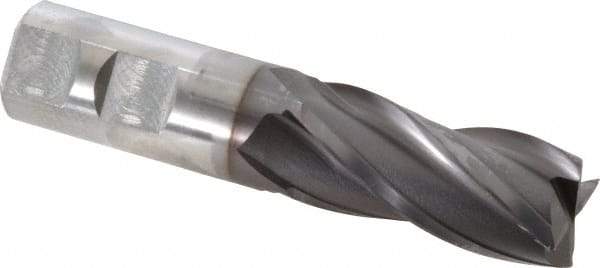 OSG - 7/8", 1-7/8" LOC, 7/8" Shank Diam, 4-1/8" OAL, 4 Flute, Vanadium High Speed Steel Square End Mill - Single End, TiCN Finish, Spiral Flute, 30° Helix, Centercutting, Right Hand Cut, Right Hand Flute, Series 574 - USA Tool & Supply