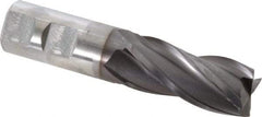 OSG - 7/8", 1-7/8" LOC, 7/8" Shank Diam, 4-1/8" OAL, 4 Flute, Vanadium High Speed Steel Square End Mill - Single End, TiCN Finish, Spiral Flute, 30° Helix, Centercutting, Right Hand Cut, Right Hand Flute, Series 574 - USA Tool & Supply