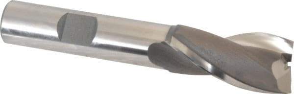 OSG - 21/32", 1-5/16" LOC, 1/2" Shank Diam, 3-5/16" OAL, 2 Flute, Vanadium High Speed Steel Square End Mill - Single End, Uncoated, Spiral Flute, 30° Helix, Centercutting, Right Hand Cut, Right Hand Flute, Series 573 - USA Tool & Supply